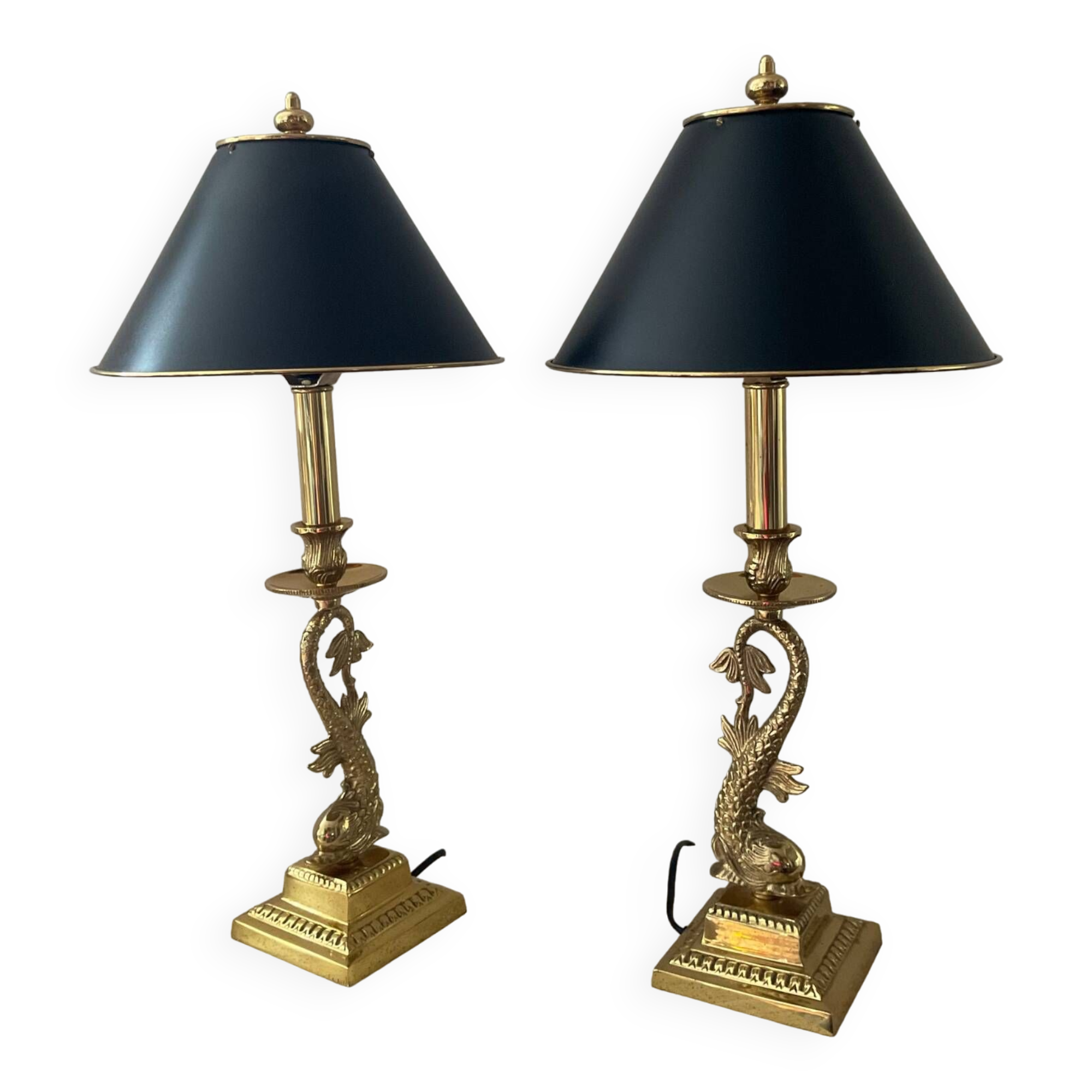 Pair of Empire lamps in bronze and sheet metal