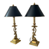 Paire de lampes Empire en bronze et tôle