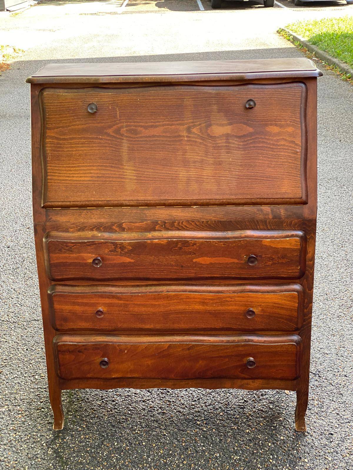 Louis XV style solid wood secretary
