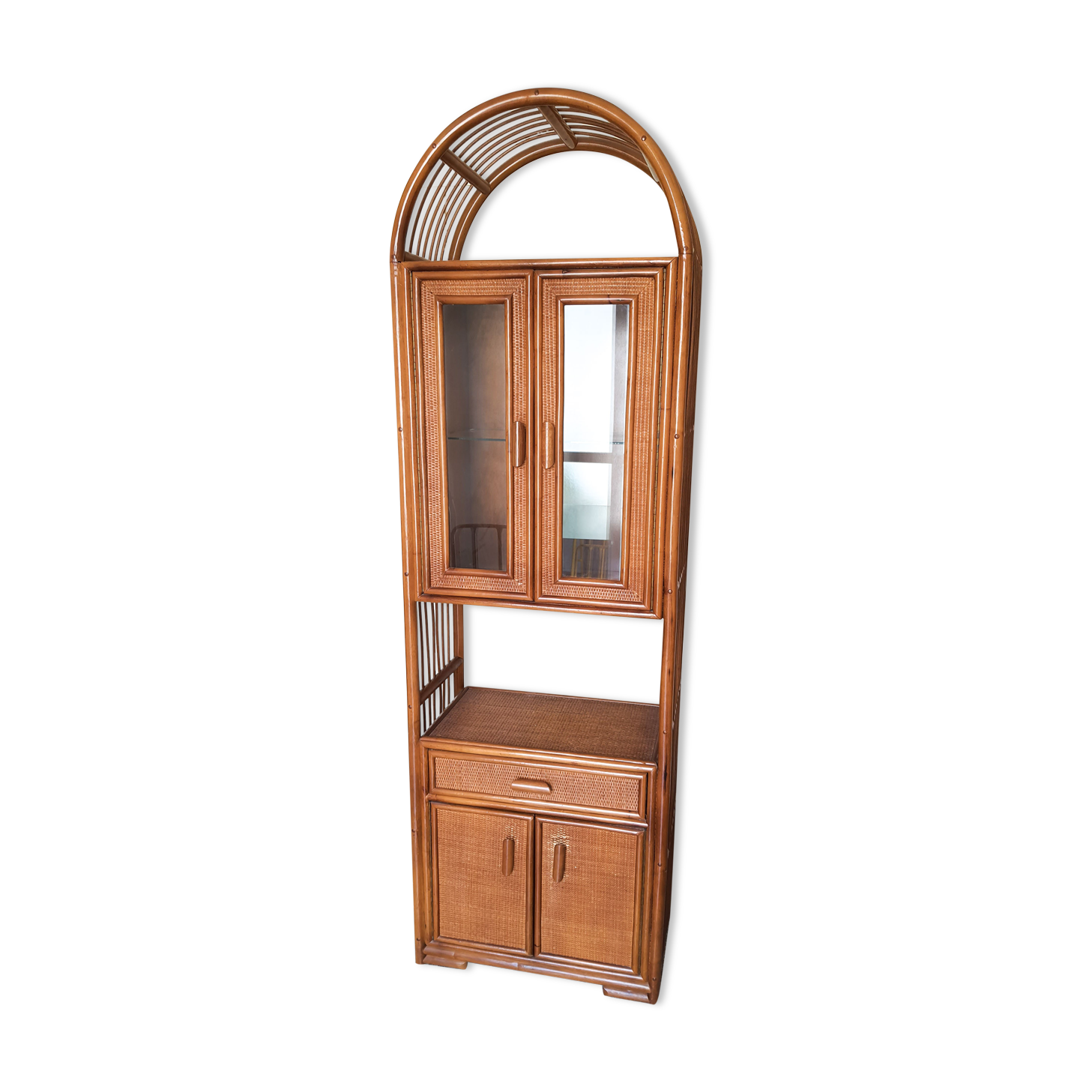 Rattan library and vintage bamboo