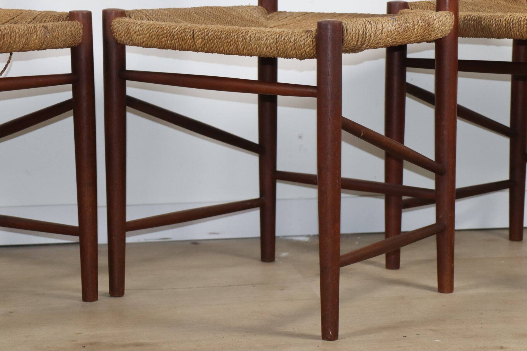 Set of 4 Scandinavian chairs by Peter Hvidt – teak & cord – 1960s