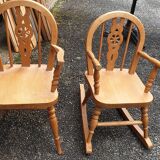 2 solid wood children's armchairs