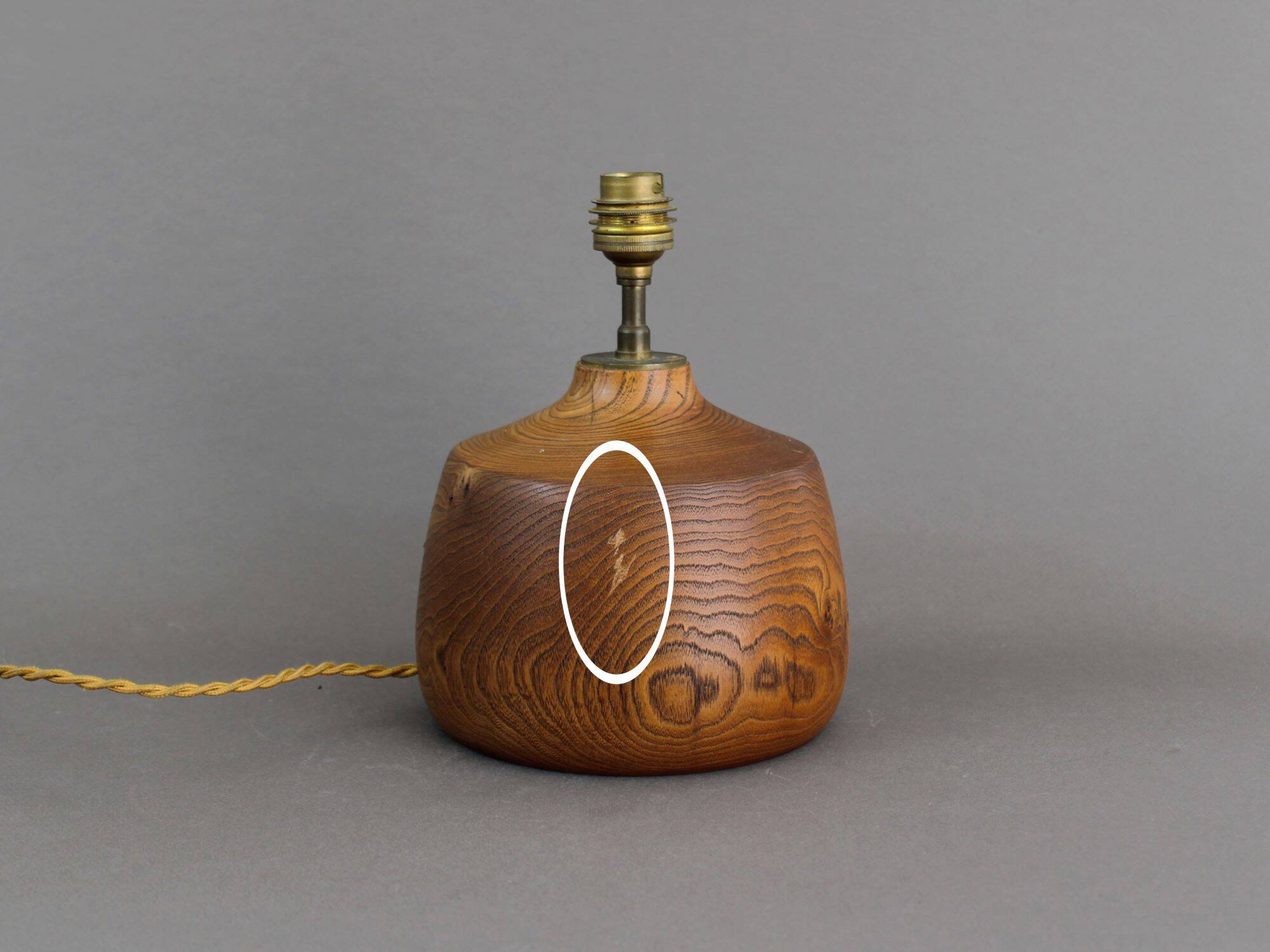 Vintage 50s solid elm wood lamp base