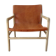 Havana armchair in teak and cowhide leather