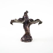 Brass female figurine in Art Deco style with floral motifs, European decorative art