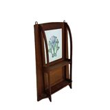 Art nouveau oak wall shelf with built-in frame