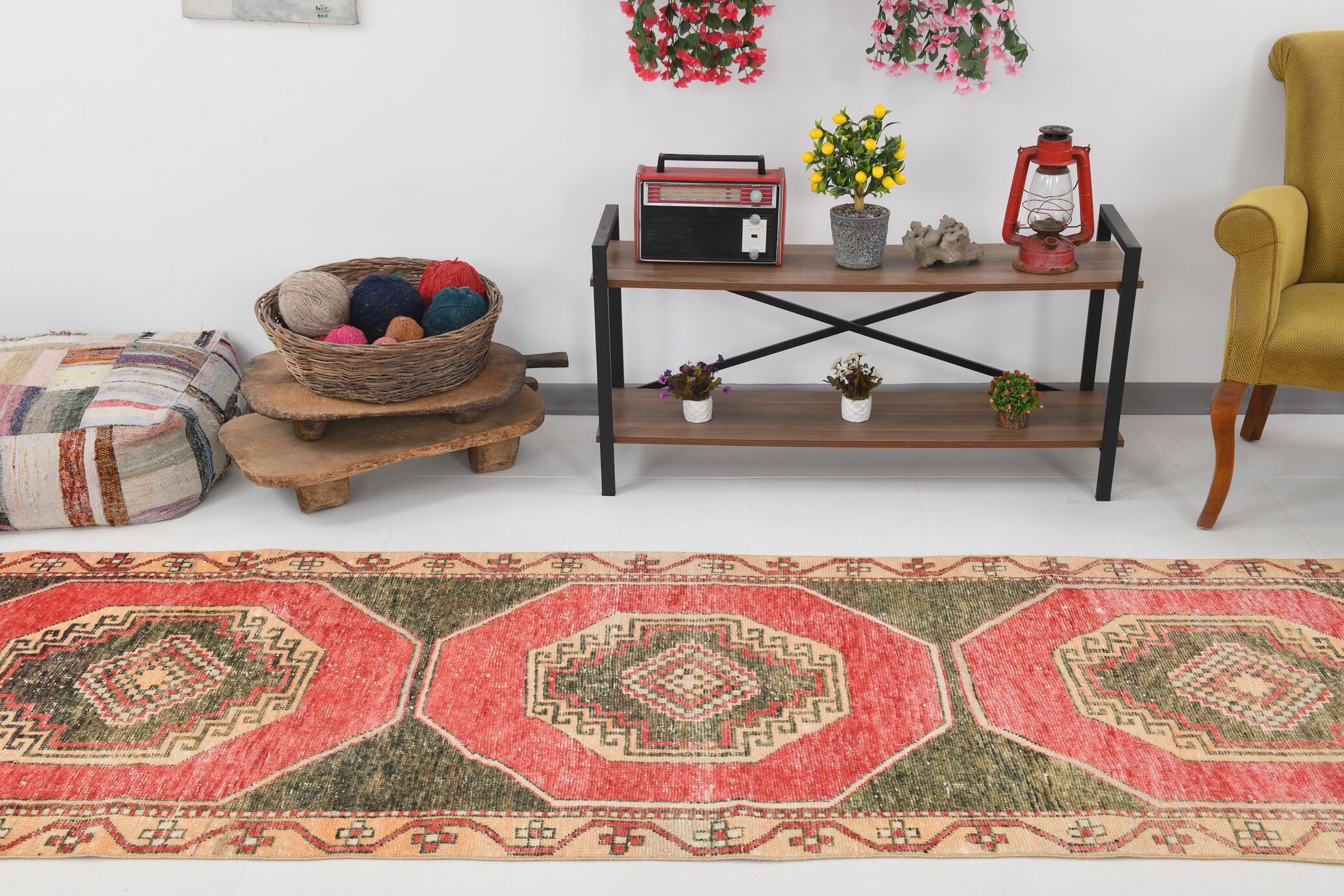 3x10 oriental geometric vintage runner rug,102x323cm