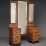 Coiffeuse Art Déco / École de La Haye en chêne. Années 1930