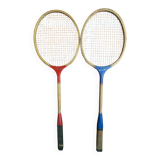 Paire de raquettes de badminton en bois, années 50