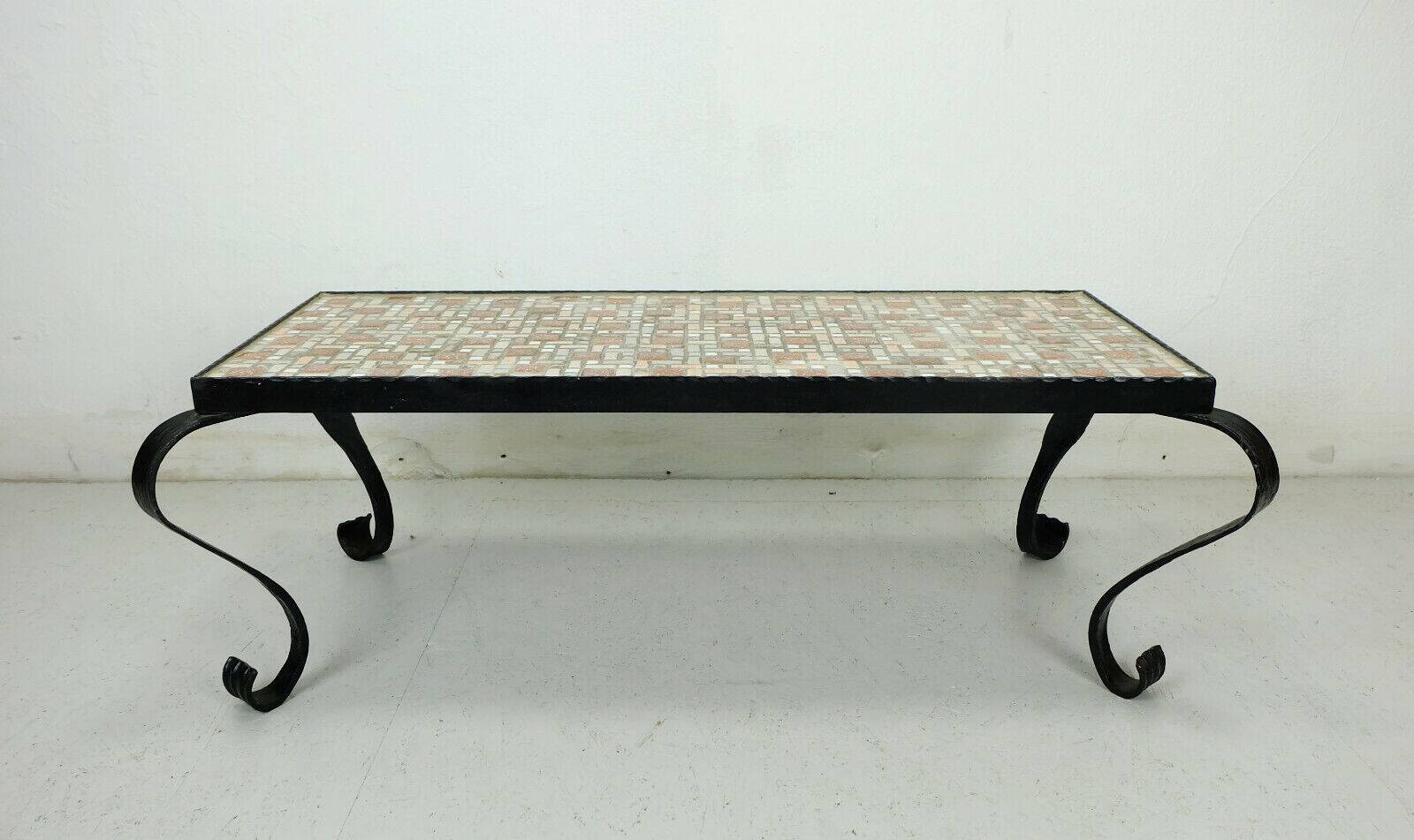 1960s side table mid century mosaic plant stand with wrought iron frame