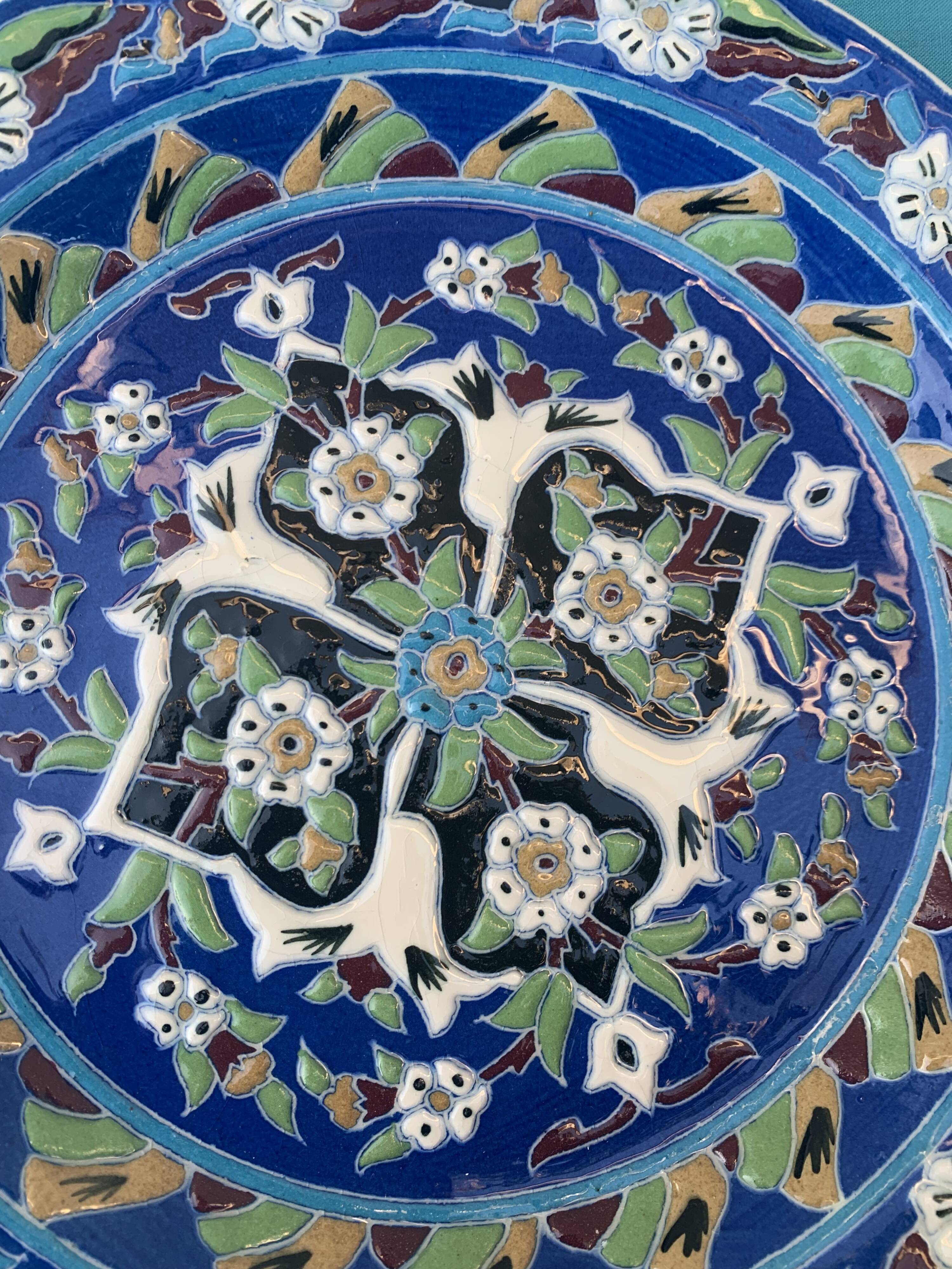 Handmade ceramic collector's plate, glazed with enamels, signed by Adiguzel Gini, Türkiye