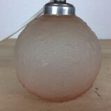 Lampe boule verre rose motif fleurs