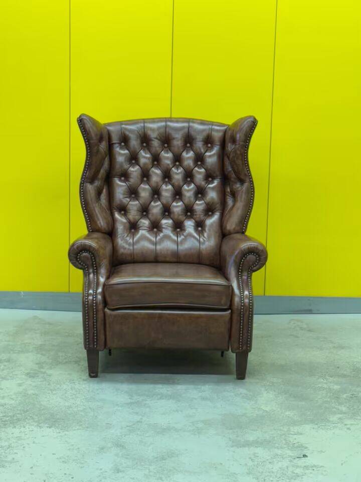 Brown leather Handmade Chesterfield Recliner Armchair