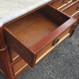 Louis XVI accajou chest of drawers and white marble