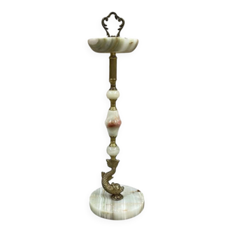 Cendrier sur pied vintage de luxe – onyx et laiton