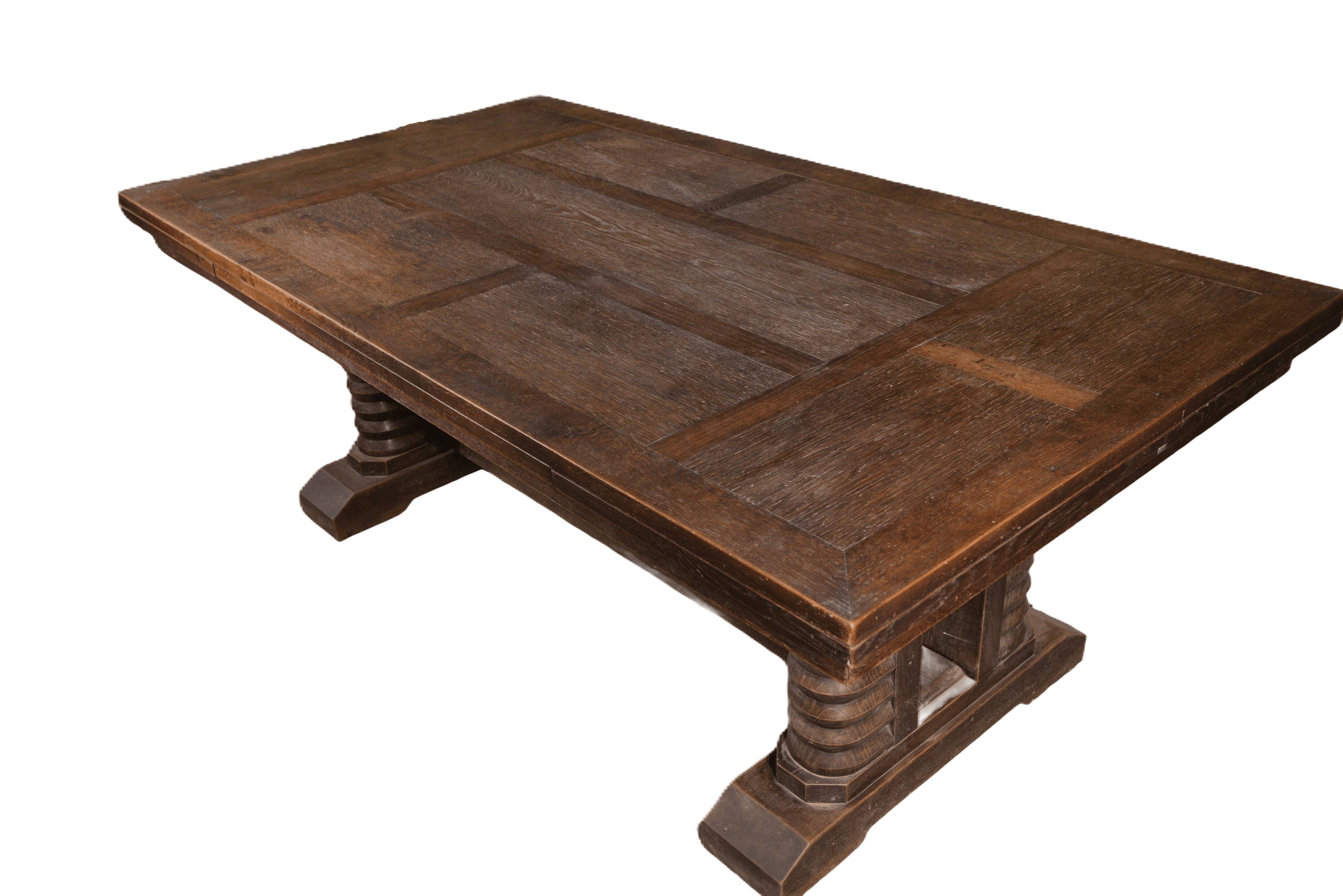 Large solid oak table by Joseph Savina 1950