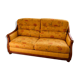 Canapé convertible 2 places en bois et tissu floral jaune, années 1970