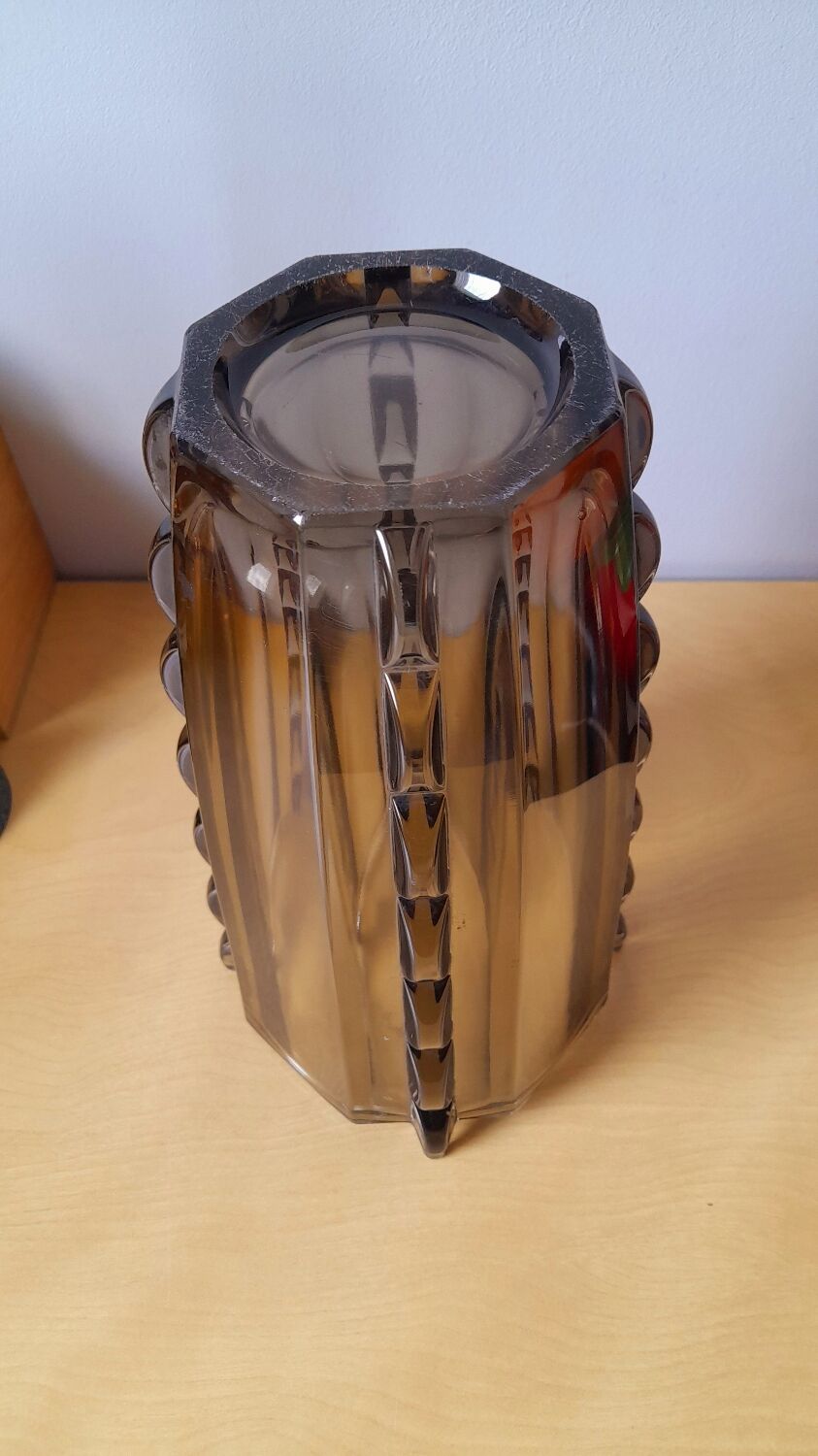 Art deco vase in smoked glass