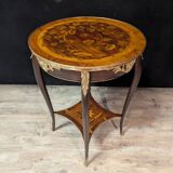 Louis XV style gueridon with floral marquetry.