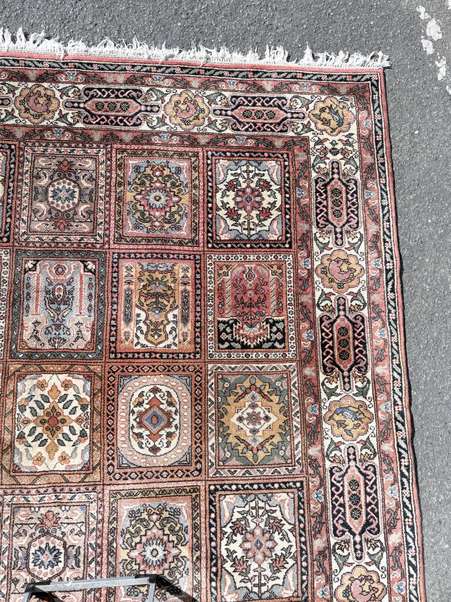 Large vintage Romanian wool carpet in Bakhtiari style