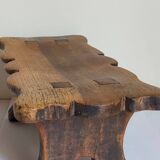 Old footstool in solid wood 19th century
