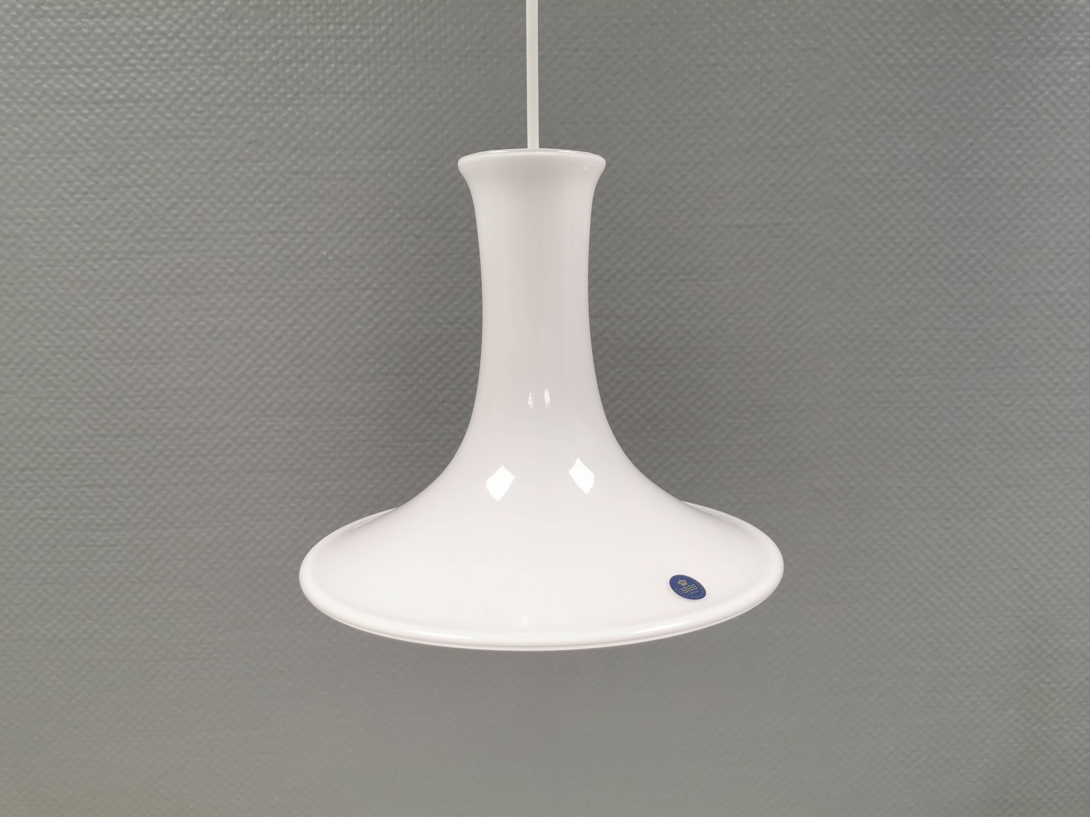 Mandarin hanging lamp made in opal white hand-crafted and mouth-blown glass