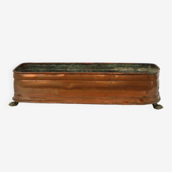 Old Oblong Flower Box Cache Pot Red Copper Lion Claw