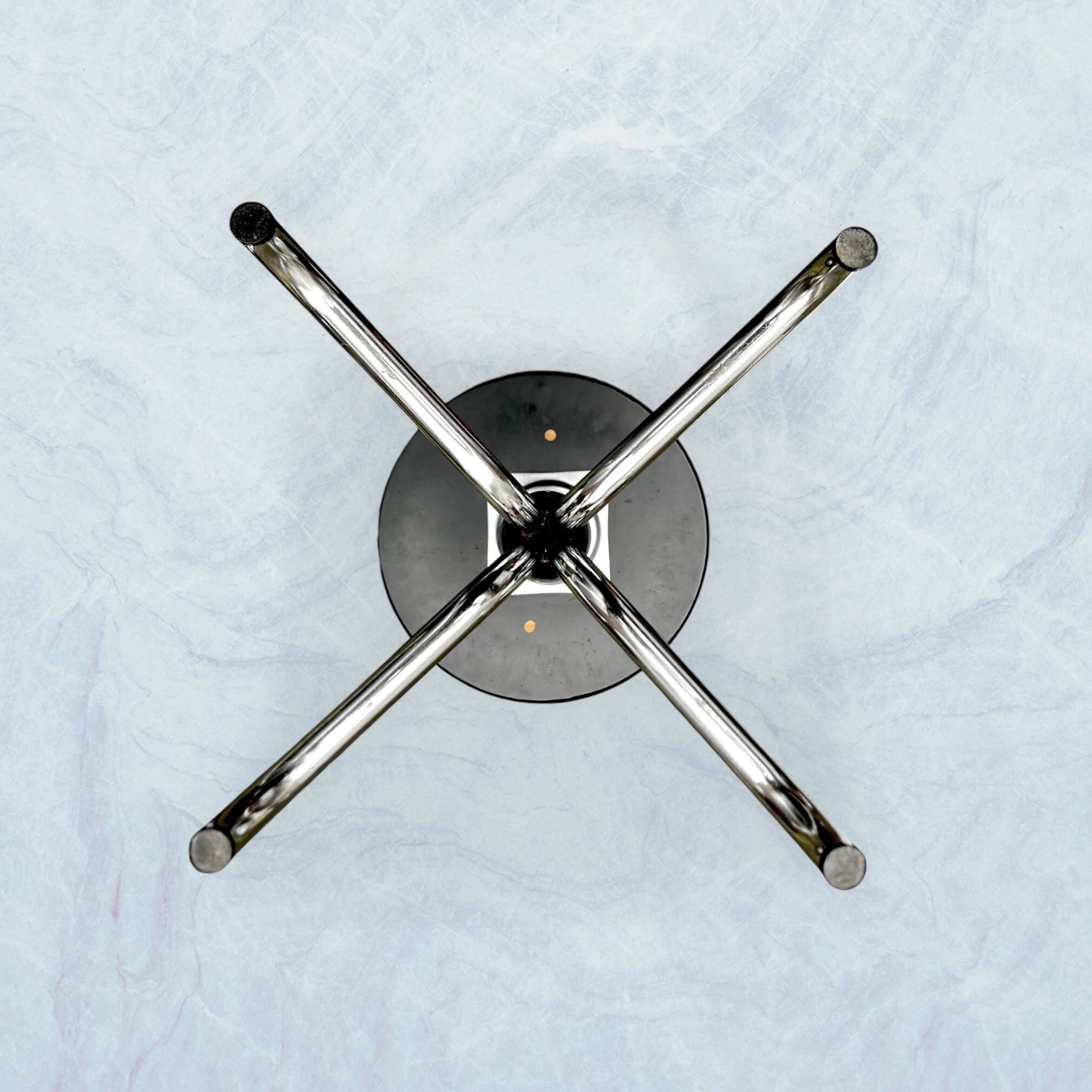 Vintage Brabantia stools in black faux leather and chrome metal – years