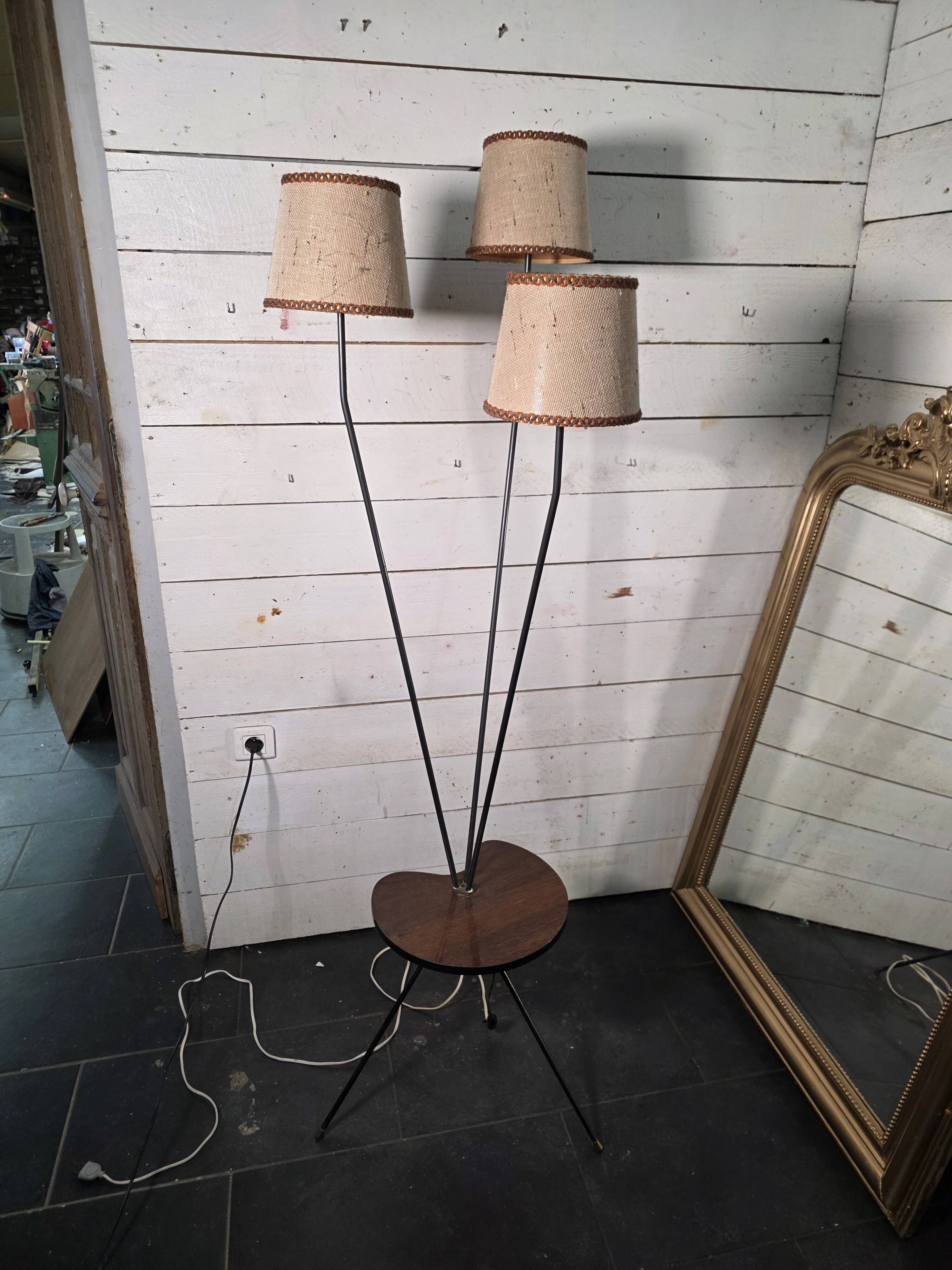 1950s/60s tripod floor lamp with 3 lights.