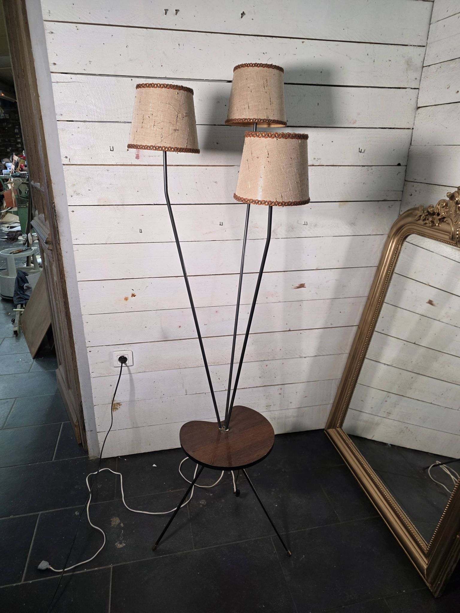 1950s/60s tripod floor lamp with 3 lights.