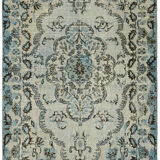 Hand-knotted carved oriental 1970s 172 cm x 270 cm blue carpet