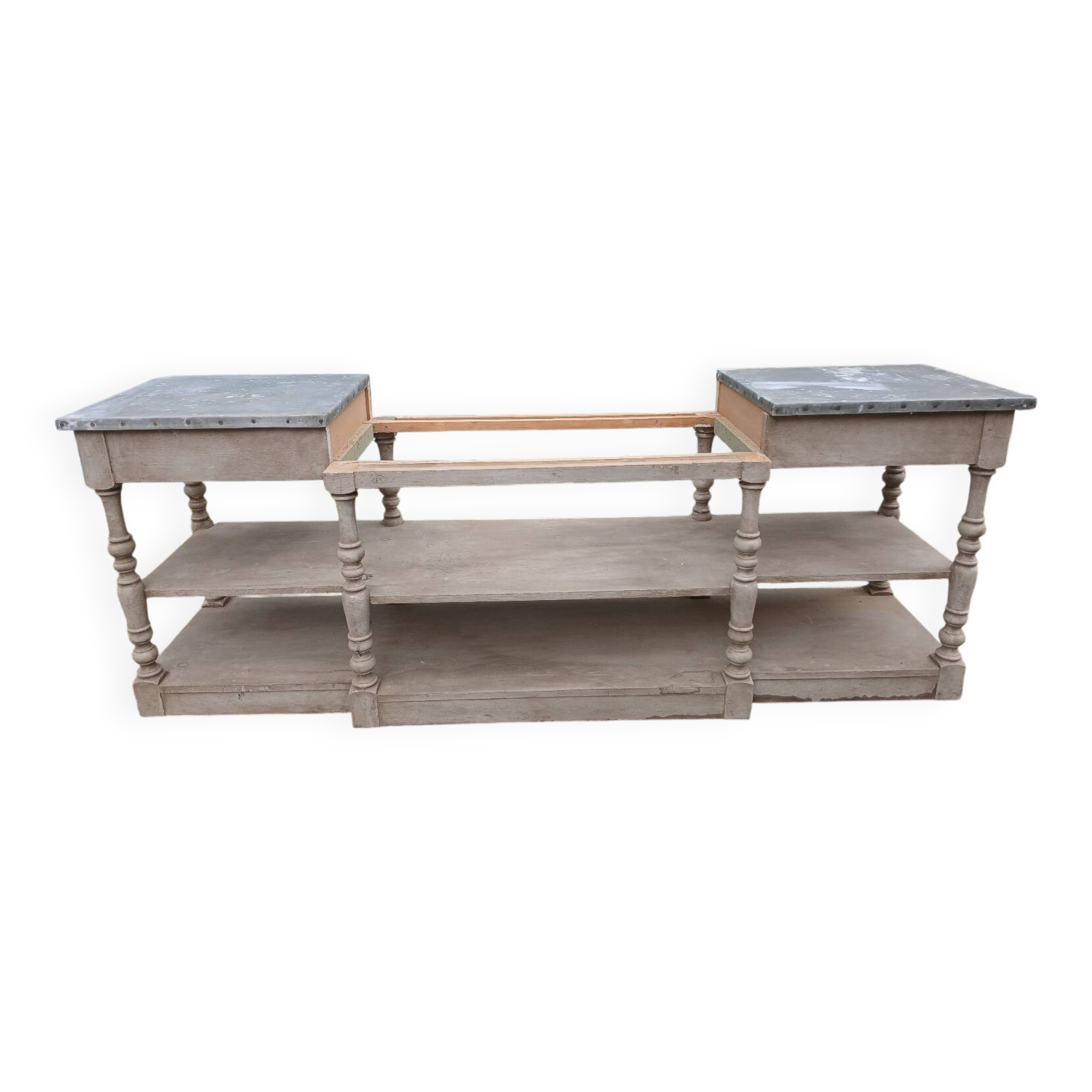 Grand meuble style drapier en bois et zinc