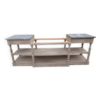 Grand meuble style drapier en bois et zinc