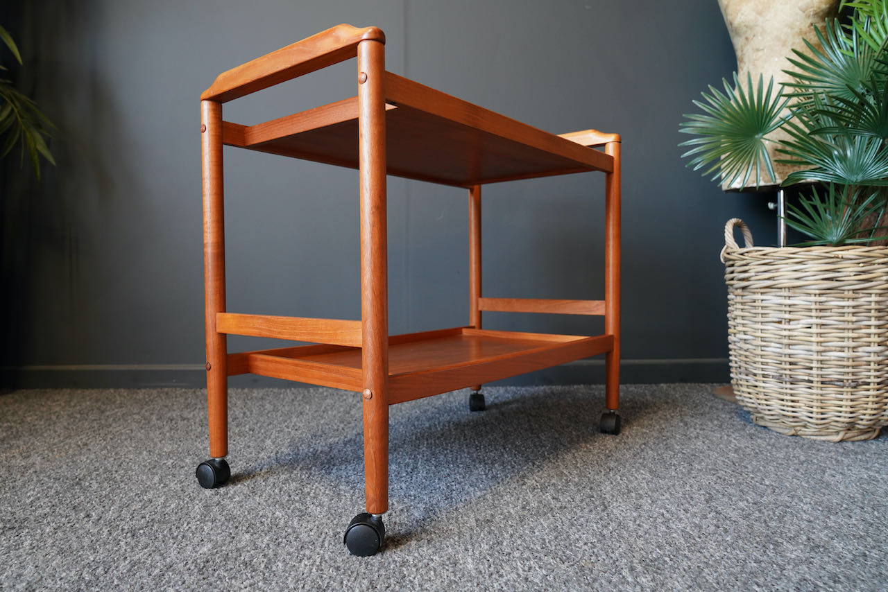Mid century danish vintage hostess serving drinks trolley in teak