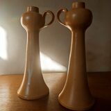 Duo of candlesticks in satin stoneware