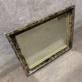 Vintage black and white wooden mirror