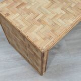 1970s minimalist bamboo & rattan bench by Vivai del Sud