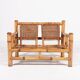 Italian Modern bamboo-wicker bench, 1970's