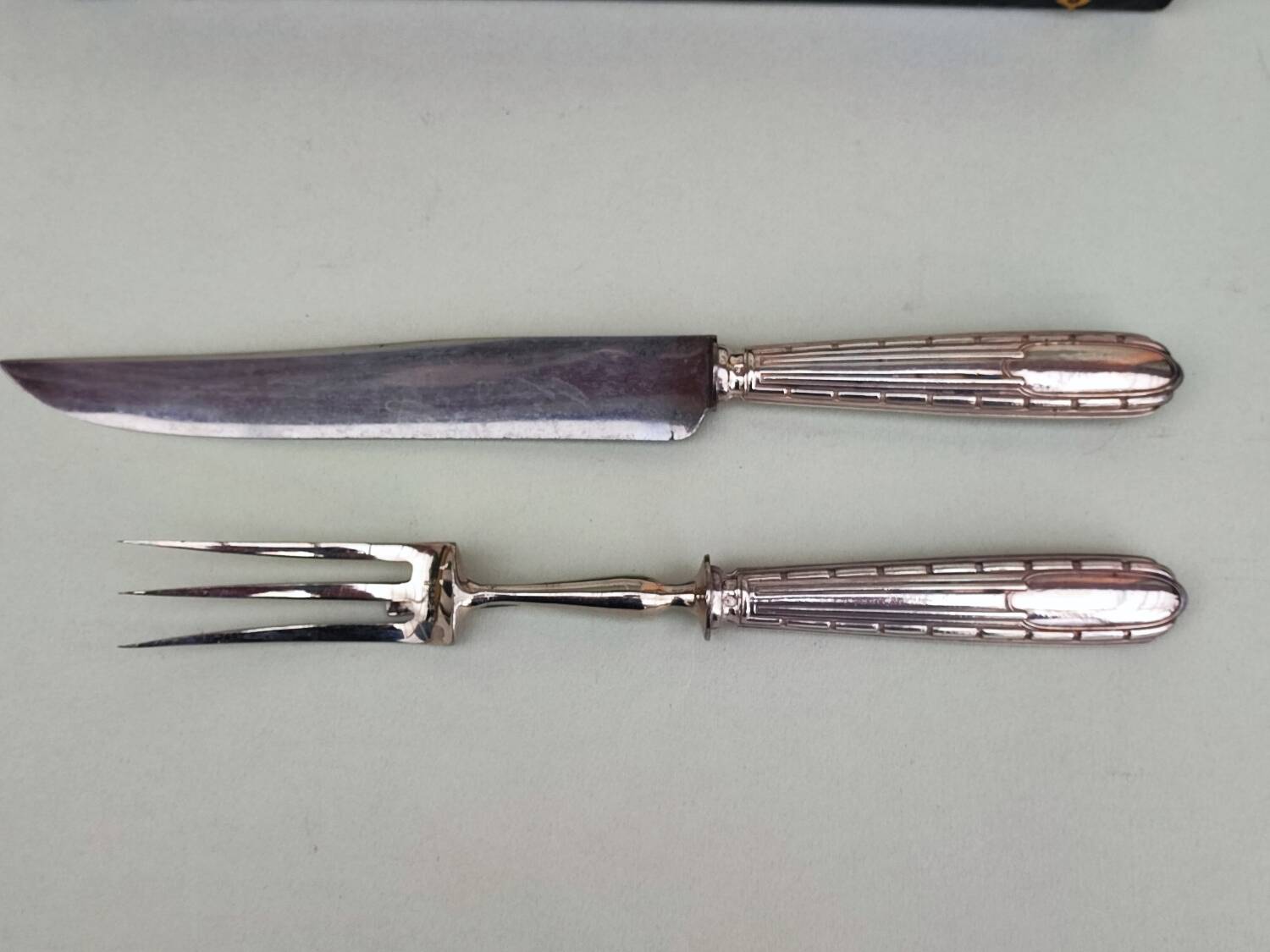 Silver carving knife and fork