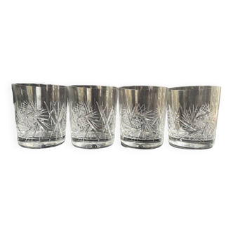 3170 – 4 verres à whisky – cristal taillé