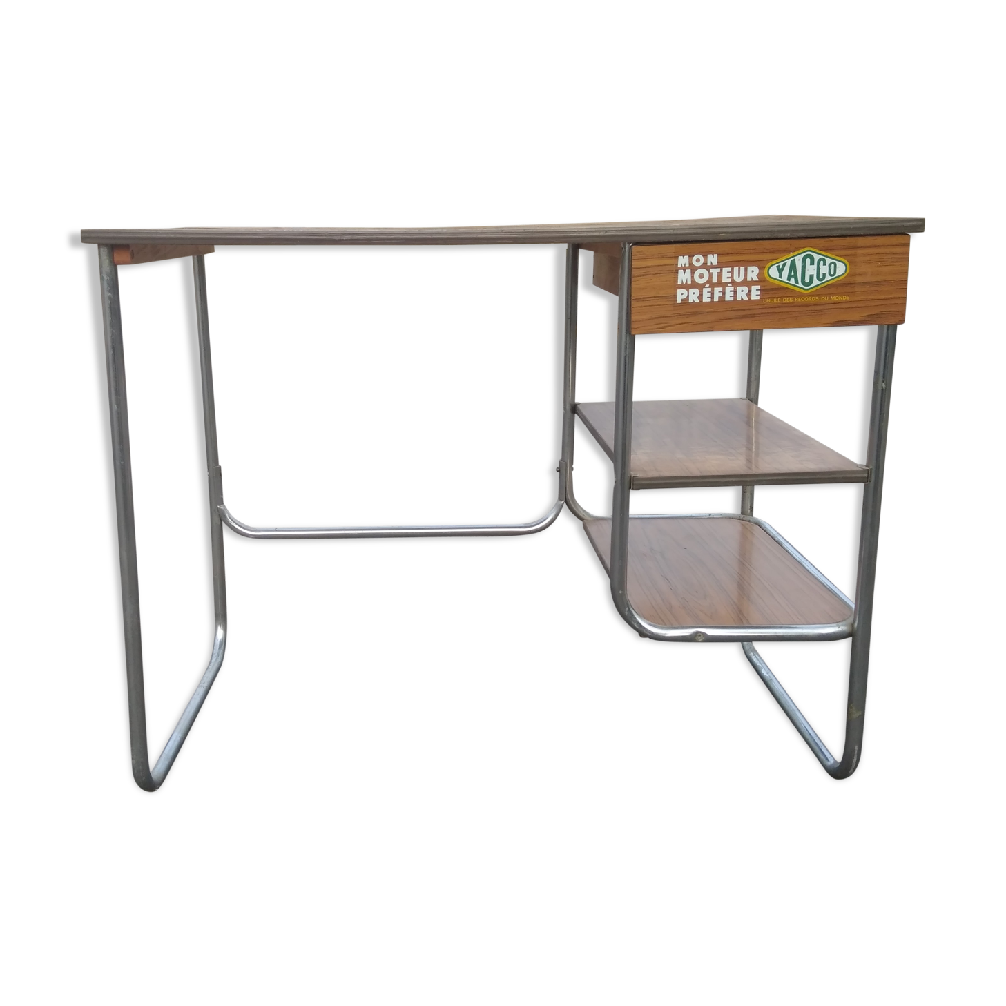 Modernist desk in Formica on tubular metal structure - 60s
