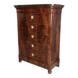 Chiffonnier en ronce d’acajou, époque Restauration – Début XIXe