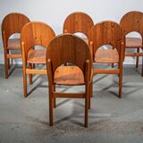 Ensemble de 6 chaises de salle à manger en pin par Ranier Daumiller