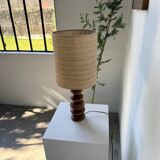1950s turned oak wood table lamp