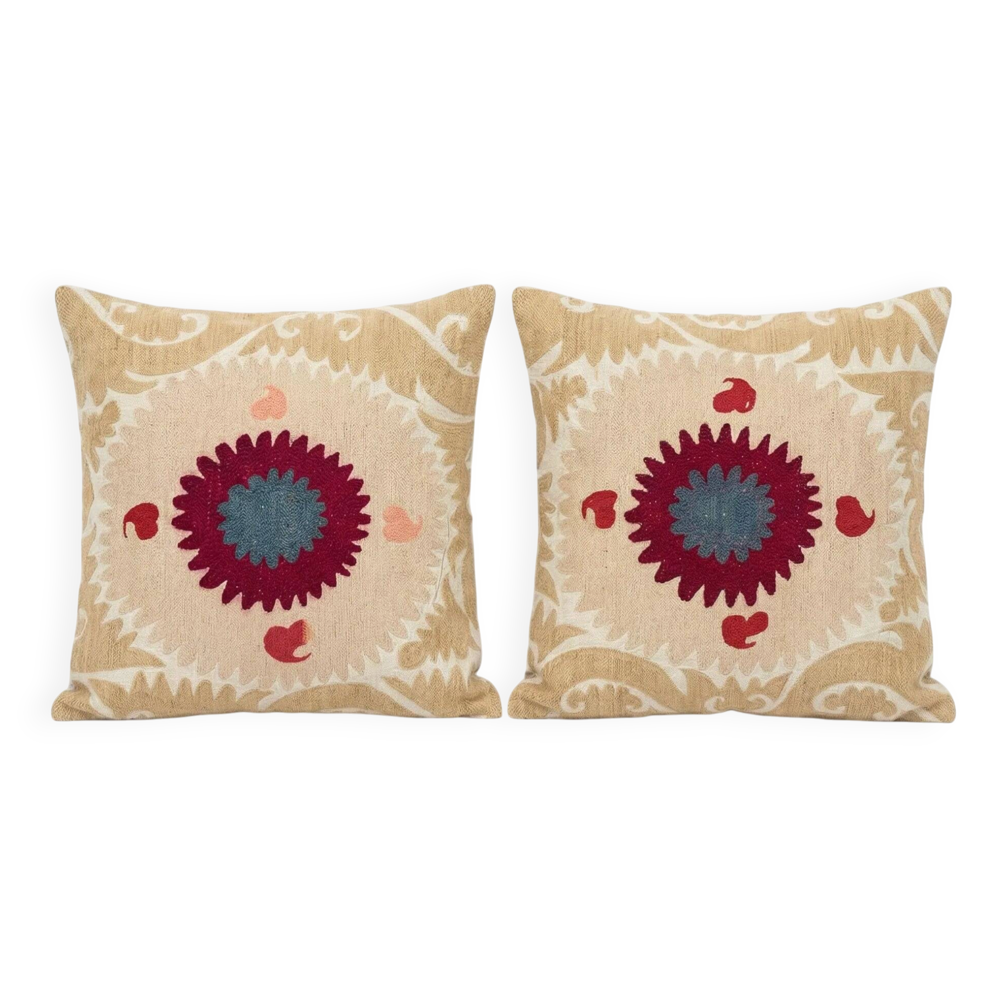 Lot de 2 housses de coussin brodées vintage 66x69 cm