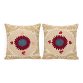 Lot de 2 housses de coussin brodées vintage 66x69 cm