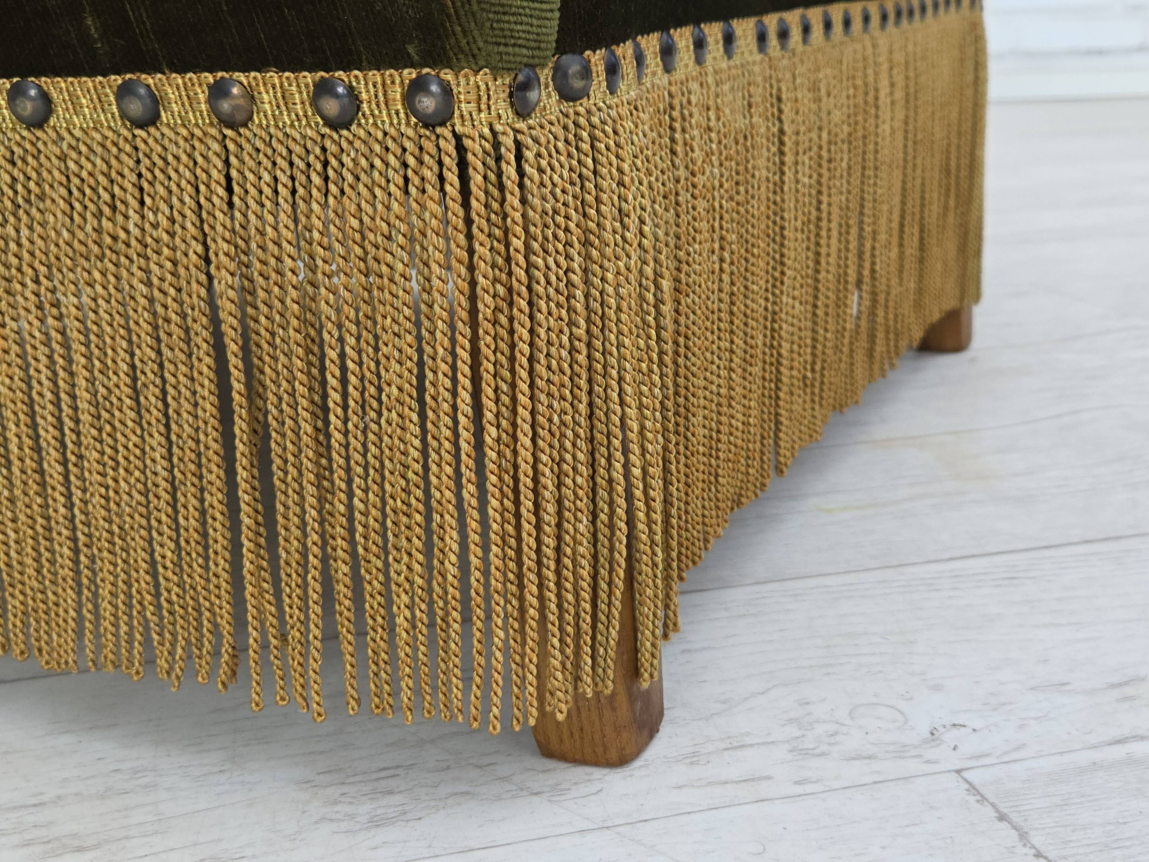 1970s, Danish lounge chair, high, furniture velour, ash wood legs.