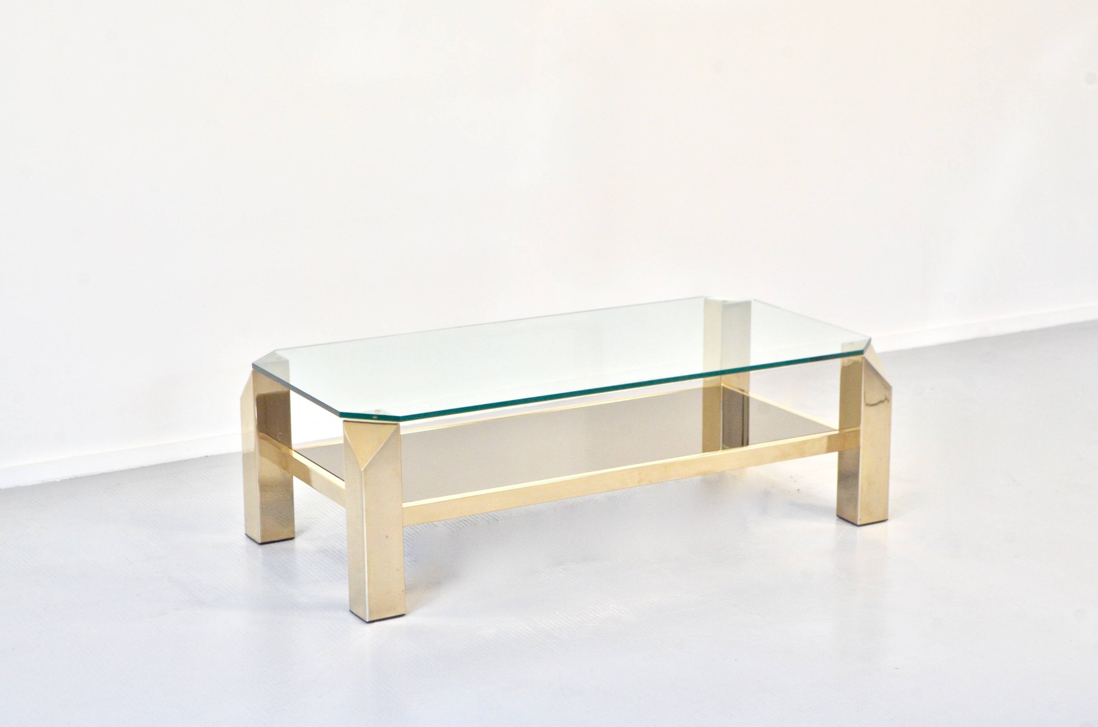 23kt Gold Plated Midcentury Coffee Table By Belgo Chrome. Vintage / Modern