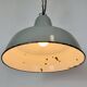 Lampe suspendue en émail gris industriel, années 1960