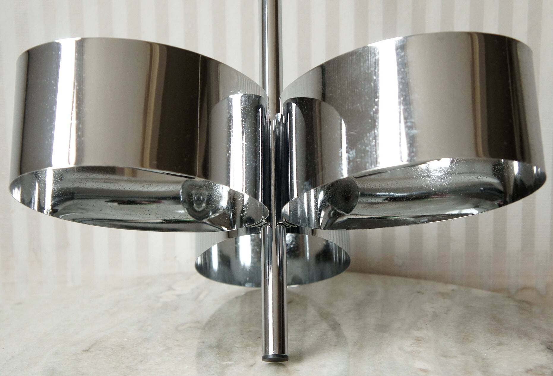 Amilux, 1970, "space age" chandelier in chrome stainless steel